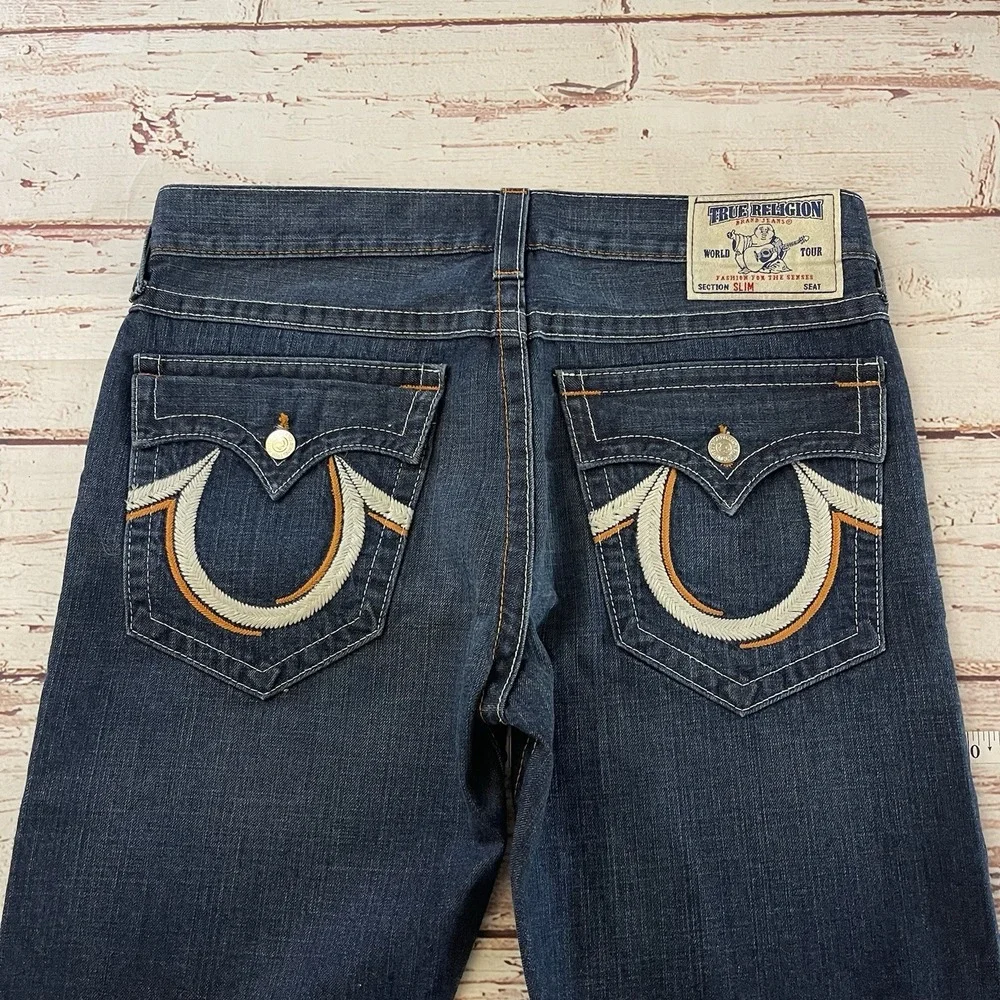 True Religion Mens Original Slim‎ Denim Blue Jeans Size 36x34 Made In USA